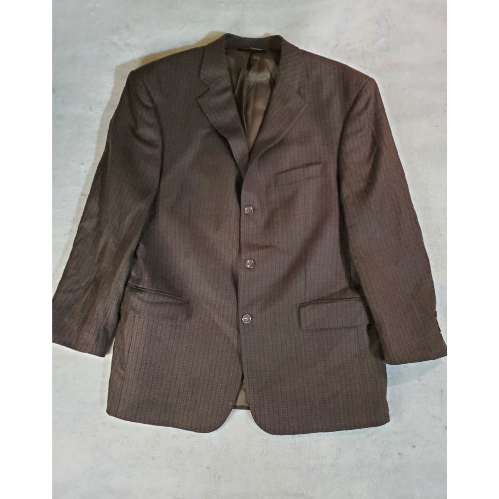 Joseph VINTAGE Joseph & Feiss Signature Brown Check Sport Coat 100% Lambs Wool Mens Size 42 Short Size US 42 / EU 58 - 2 Thumbnail