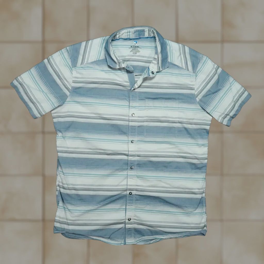 Vintage Kuhl Shirt Mens Small Blue Gray Intriguer SS Snap Striped Short Sleeve Hiking Size US S / EU 44-46 / 1 - 1 Thumbnail