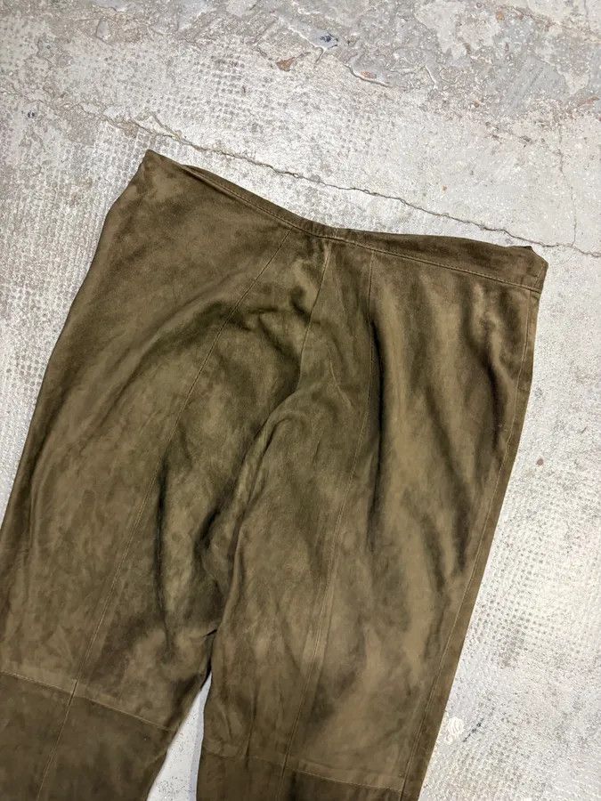 Gianfranco Ferre 2000s Gianfranco Ferré Khaki Suede Leather Pants Size 26" / US 2 / IT 38 - 7 Thumbnail