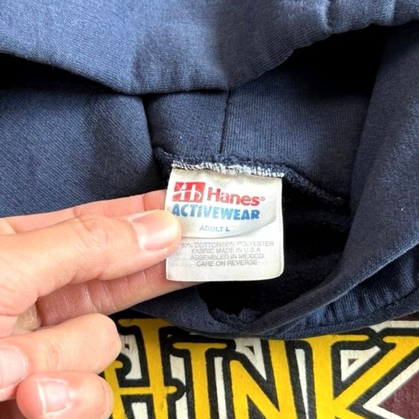 Hanes VINTAGE Hanes Hoodie Sweatshirt Large Medium Y2K 90s Skater Skate Blue Men Long Sleeve Pullover Grunge 90s Theme Size US L / EU 52-54 / 3 - 3 Thumbnail