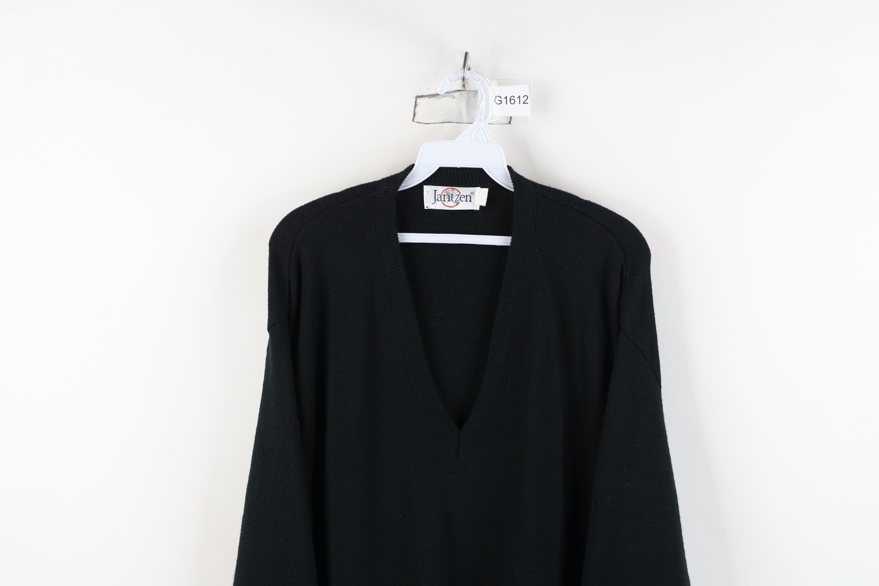 Vintage Vintage 90s Streetwear Blank Knit V-Neck Sweater Black USA Size US XXL / EU 58 / 5 - 2 Thumbnail