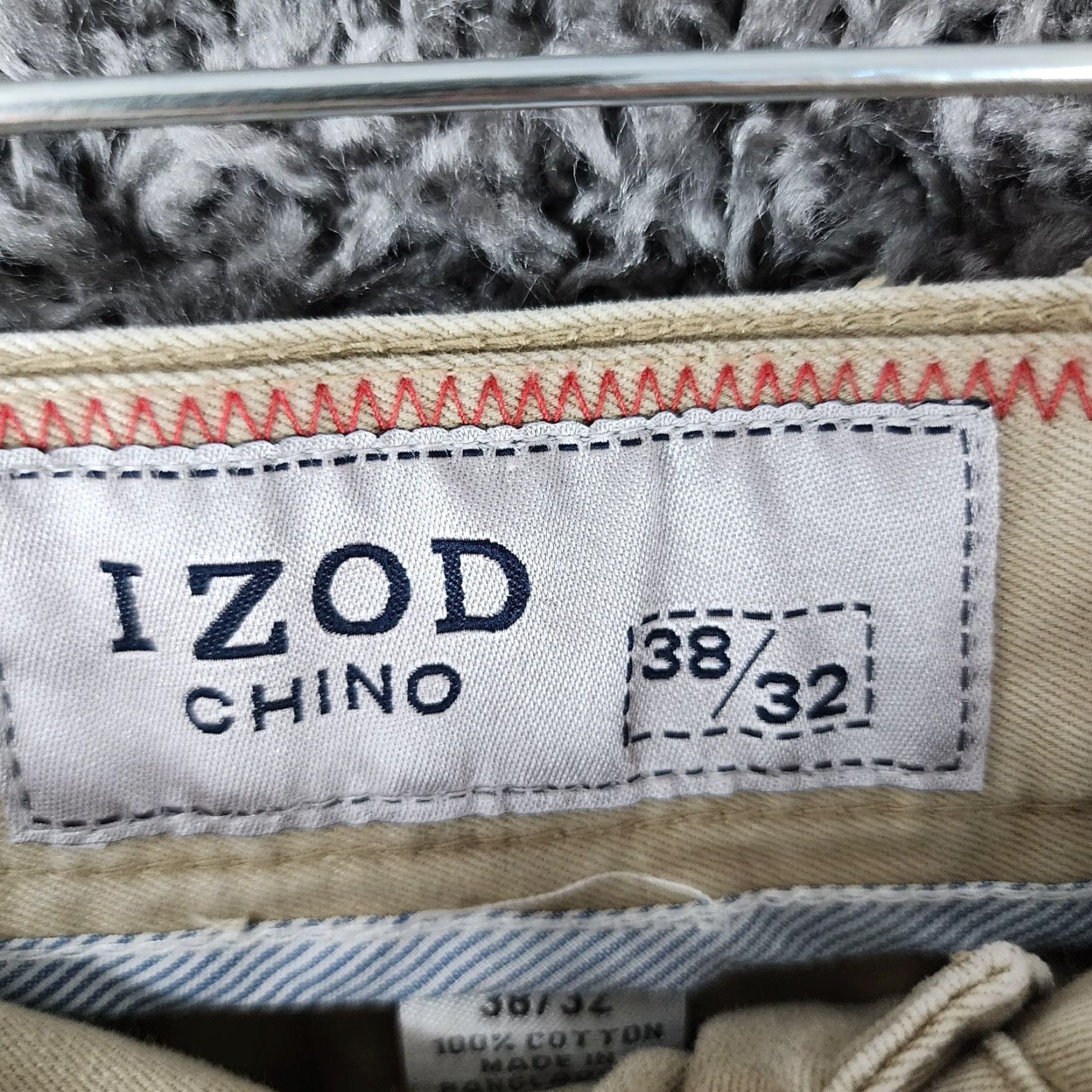 Izod IZOD Mens Beige Straight Leg Chino Pants Size 38x32 Size US 38 / EU 54 - 3 Thumbnail