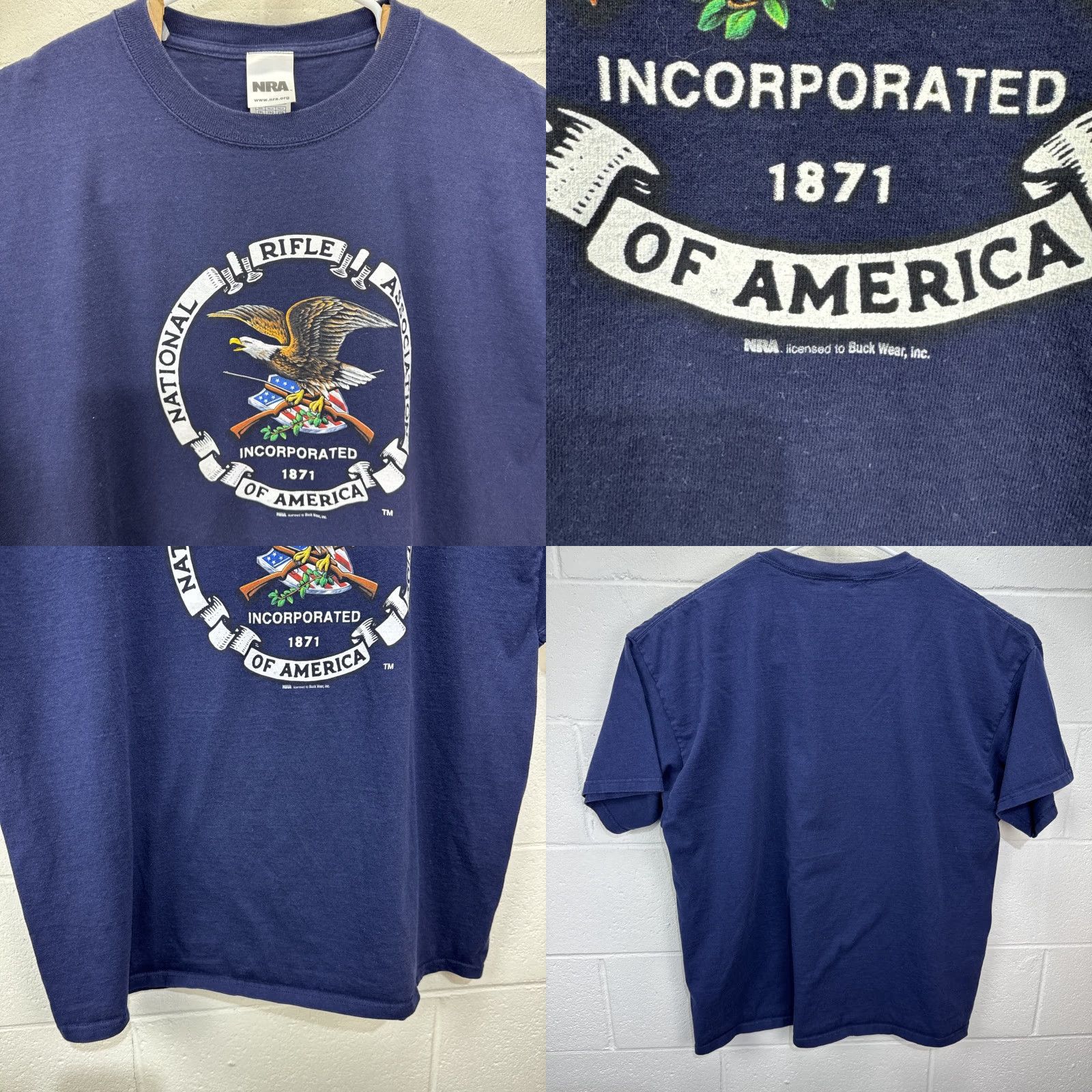 Vintage VINTAGE NRA National Rifle Association T-Shirt Men 2XL Short Sleeve Cotton Blue Patriotic Logo US USA Size US XXL / EU 58 / 5 - 8 Thumbnail