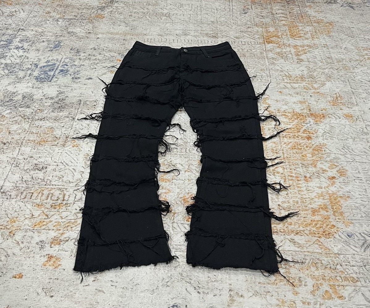 Japanese Brand Fringe Stacking Flare Jeans Size US 30 / EU 46 - 1 Thumbnail