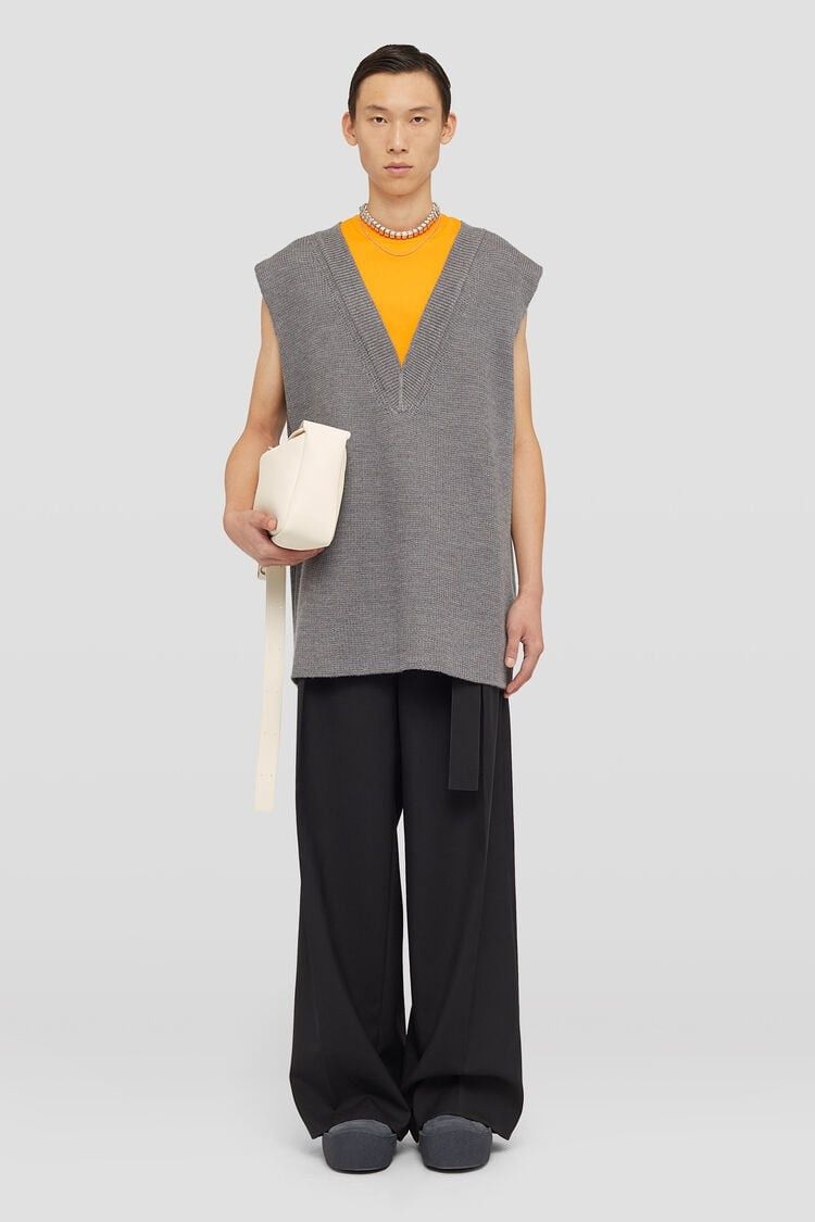 Jil Sander o1w1db10825 Crew-Neck Vest in Grey/Orange Size US M / EU 48-50 / 2 - 2 Thumbnail