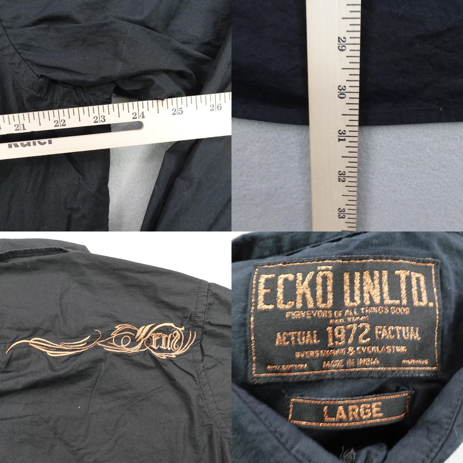 Ecko Unltd. VINTAGE Ecko Unltd Shirt Mens Large Black Embroidered French Flip Cuffs Tribal Y2K NEW Size US L / EU 52-54 / 3 - 8 Thumbnail