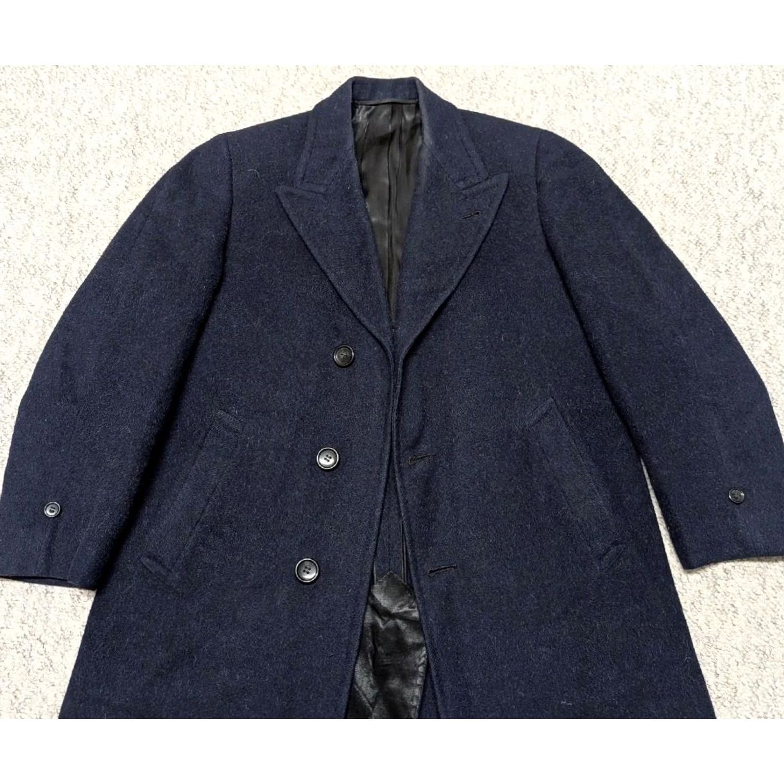 Vintage VINTAGE union made OVERCOAT blue wool peak lapel 38 S coat Mens 1940s VALGORA Size US S / EU 44-46 / 1 - 5 Thumbnail