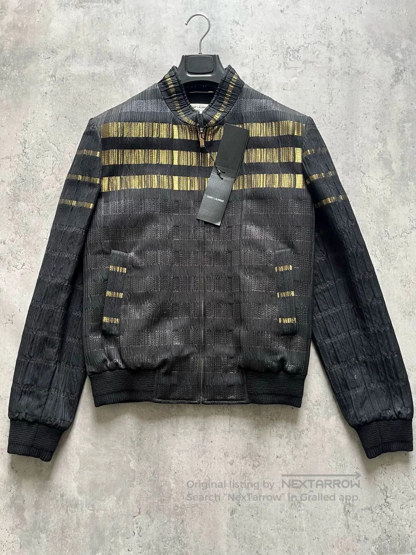 Saint Laurent Paris Saint Laurent Black Gold Baseball Jacket. Size US S / EU 44-46 / 1 - 1 Thumbnail