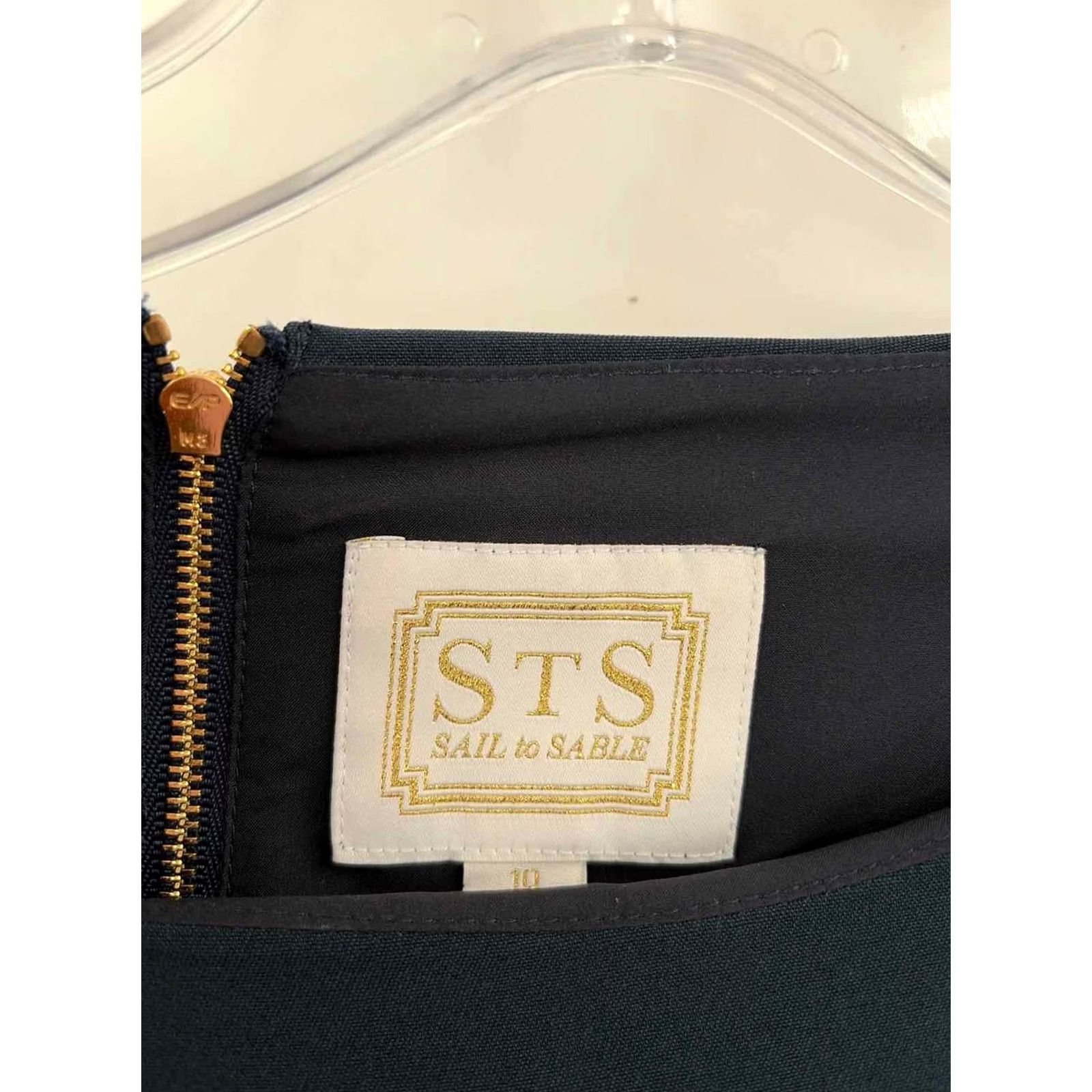 Vintage Sail To Sable Navy Dress 10 Short Long Sleeve Pre-Owned Size L / US 10 / IT 46 - 2 Thumbnail