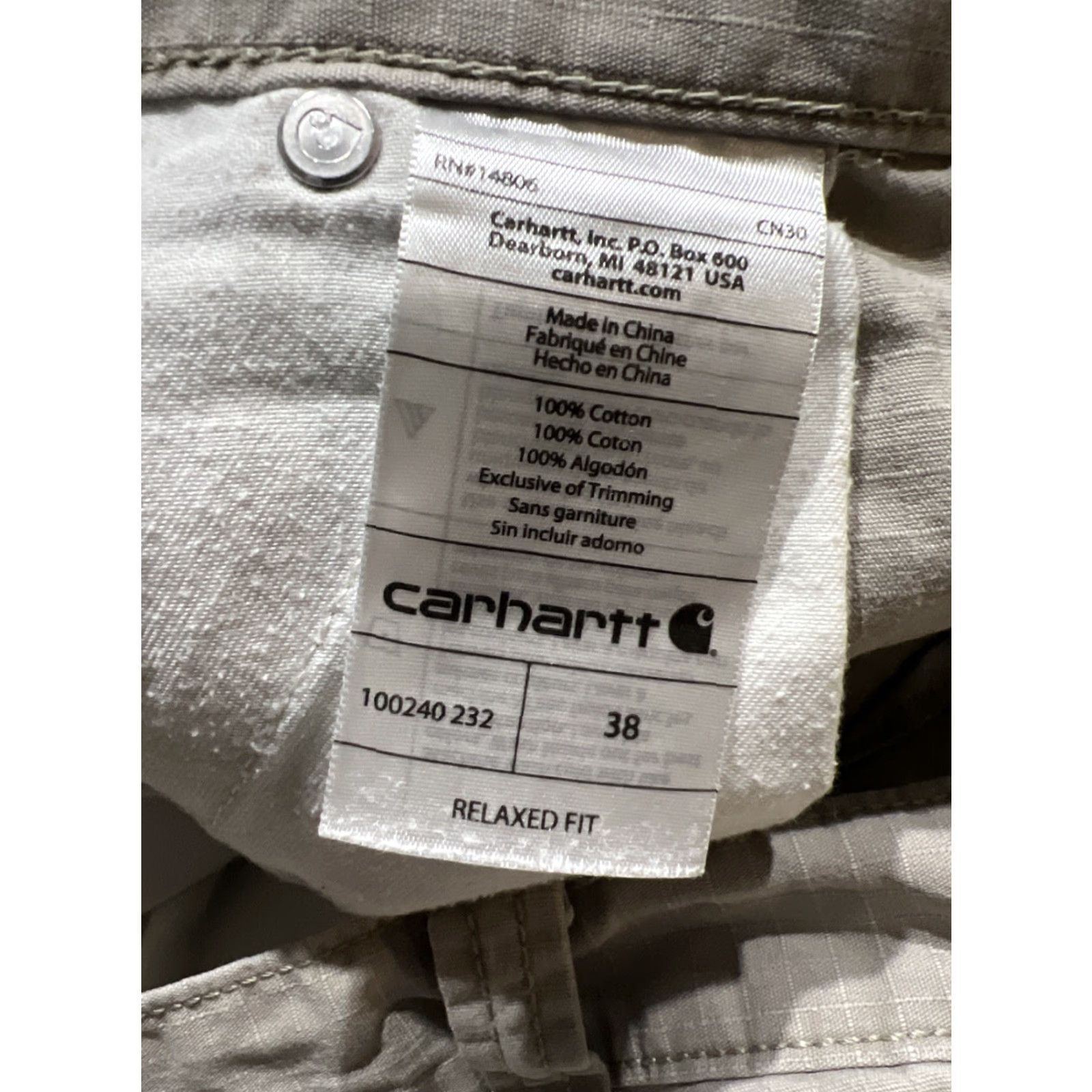 Carhartt Carhartt Men's 38 Relaxed Fit Beige Ripstop Cargo Shorts Utility Workwear Size US 38 / EU 54 - 7 Thumbnail