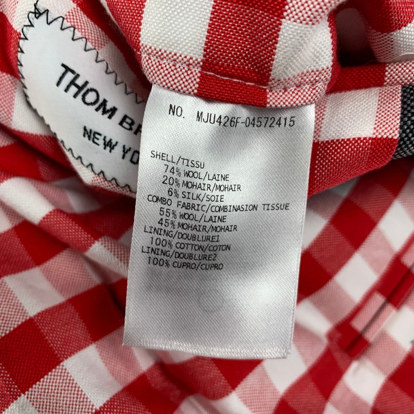 Thom Browne Size 38 Navy Red Checkered Wool Blend Notch Lapel Sport Coat Size 38R - 5 Thumbnail