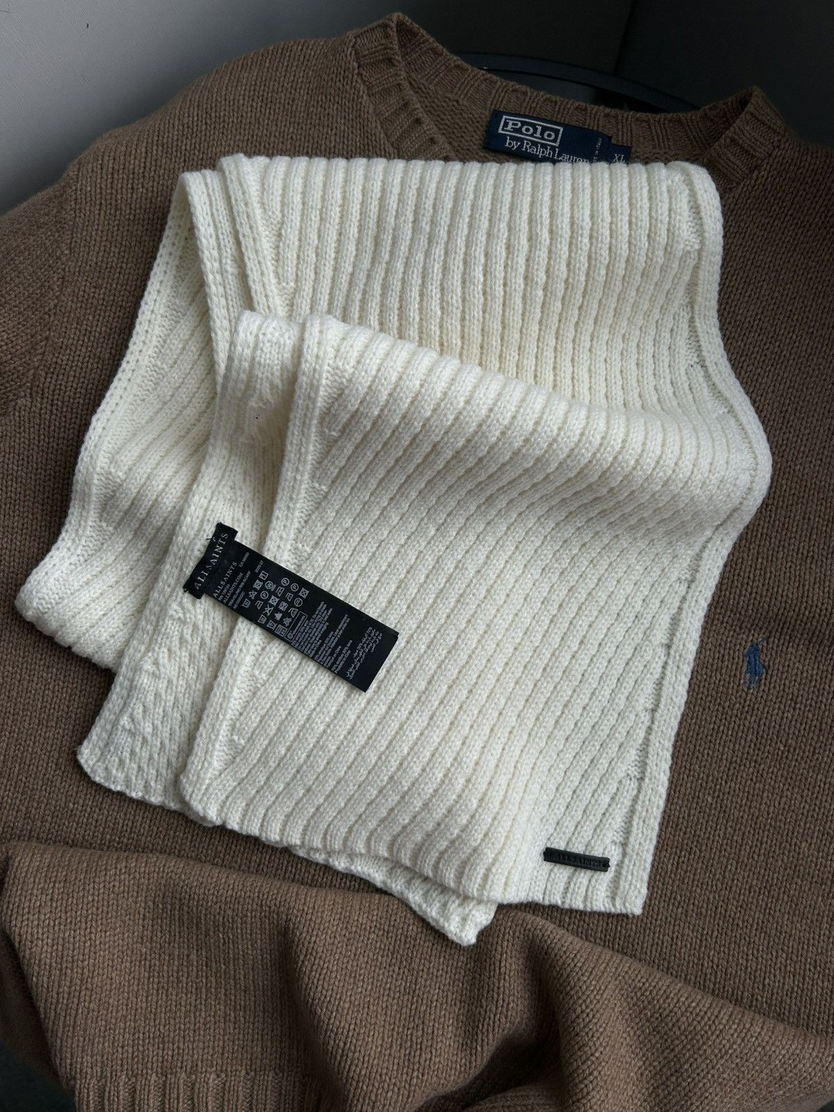 Allsaints Vintage scarf Allsaints white knitted Size ONE SIZE - 3 Thumbnail