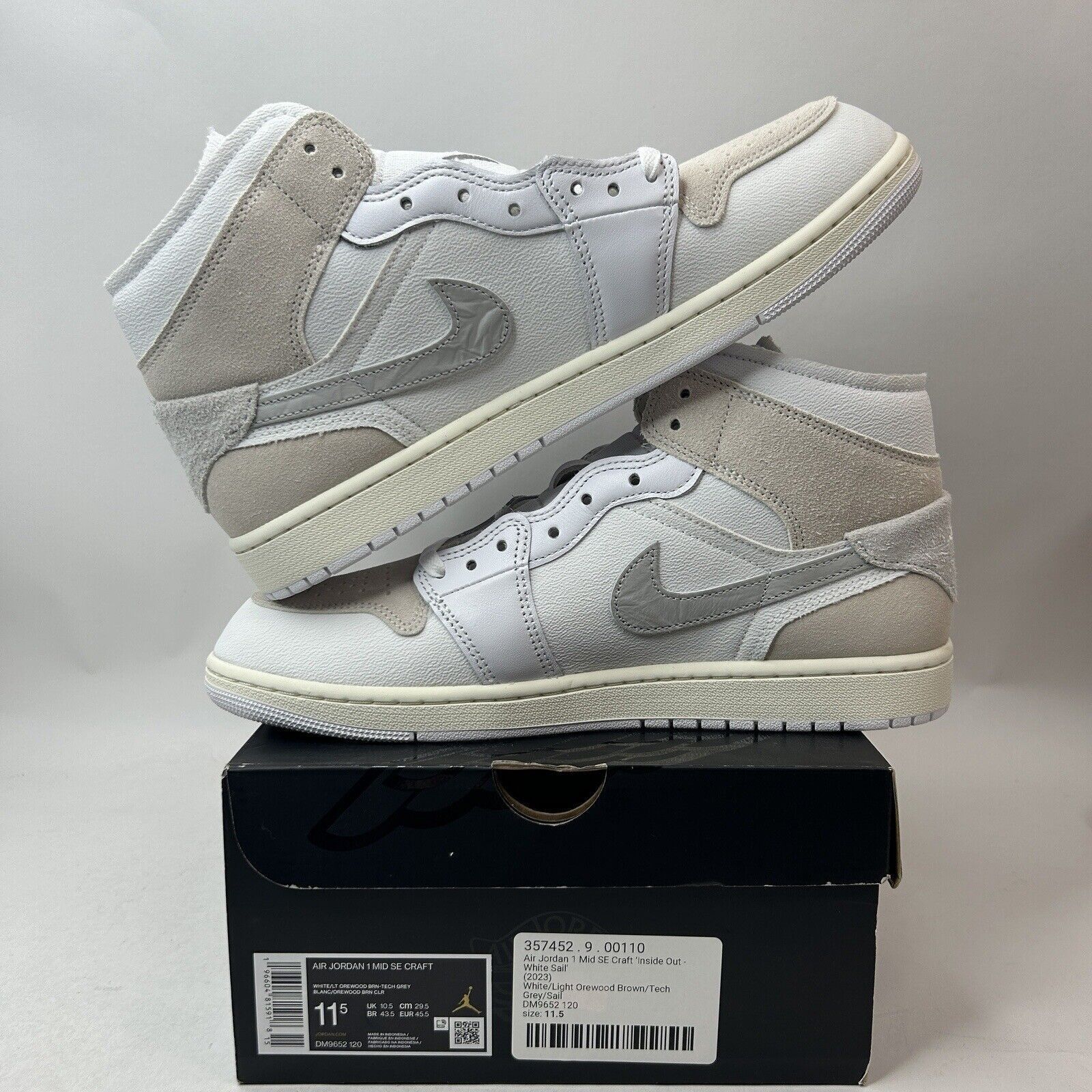 Nike Nike Air Jordan 1 Mid SE Craft “Tech Grey Light Orewood” Size US 11.5 / EU 44-45 - 3 Thumbnail