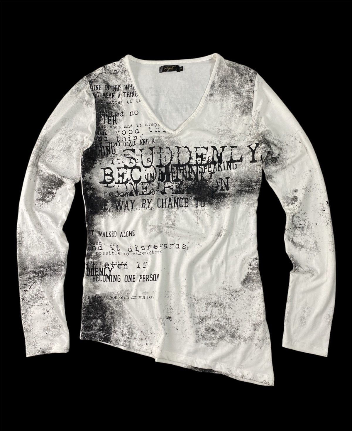 image of Archival Clothing x Beauty Beast Poem Script Longsleeve Roshell in White (Size Medium)