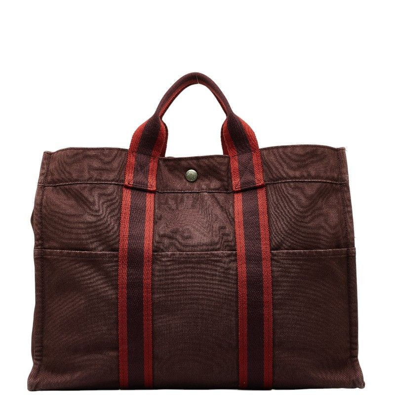 image of Hermes Toile Fourre Tout Mm in Red, Women's