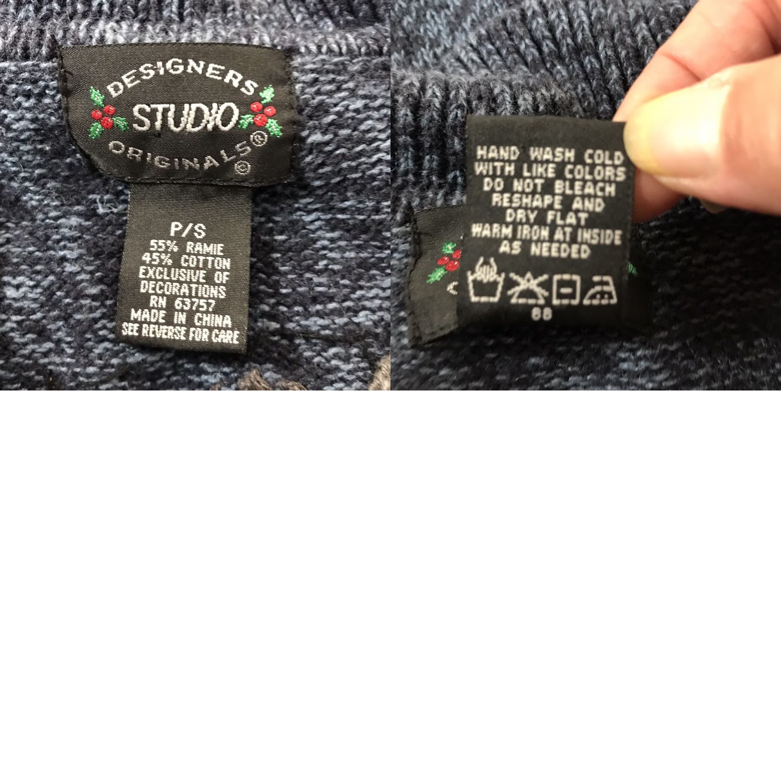 Vintage VINTAGE Designers Studio Originals Women's Christmas Cardigan Full Zip Geometric Embroidered Knit Sweater S Fall Winter Size S / US 4 / IT 40 - 8 Thumbnail