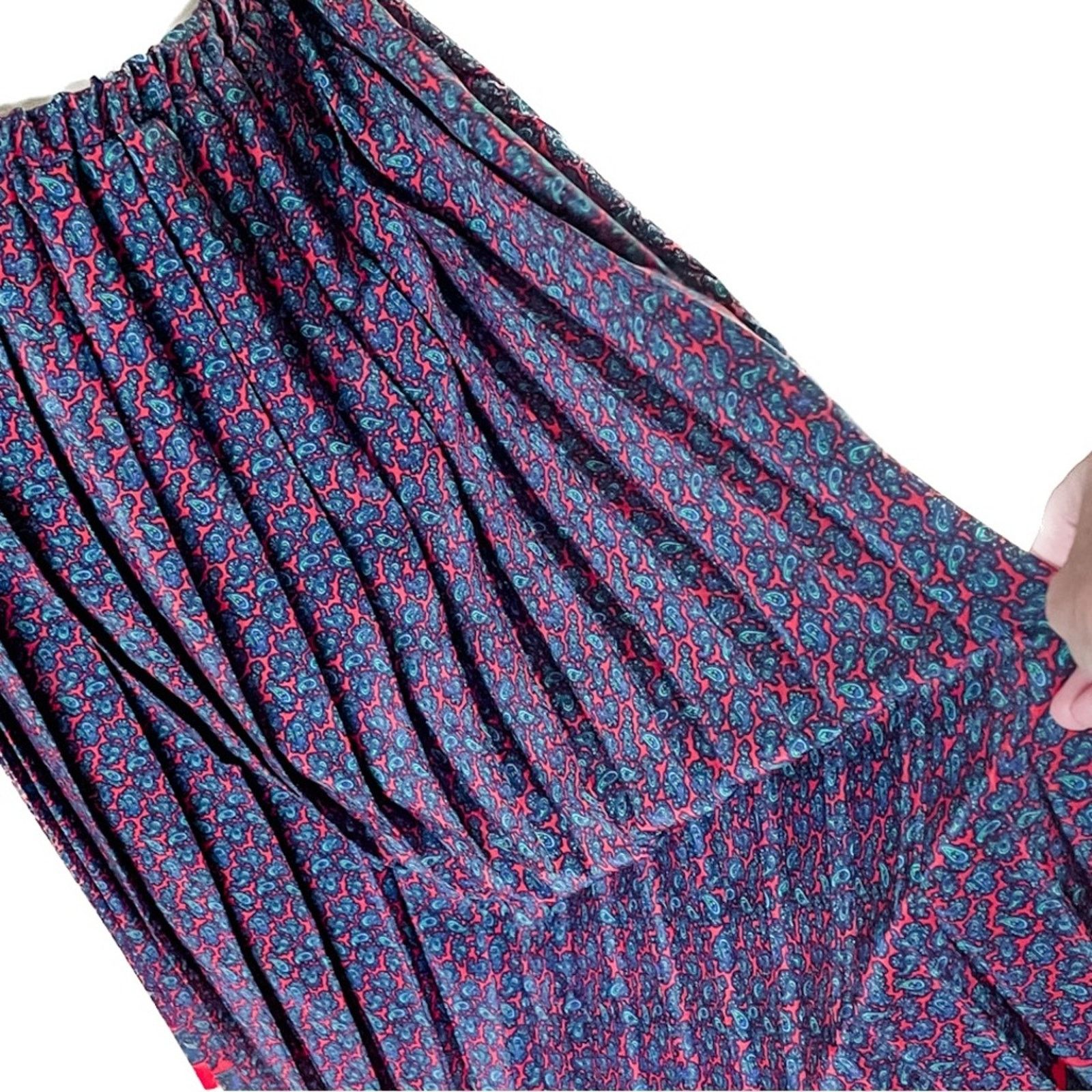 Vintage VIntage 90s paisley pleated midi skirt/mini dress S/M 6/8 Size 27" / US 4 / IT 40 - 2 Thumbnail