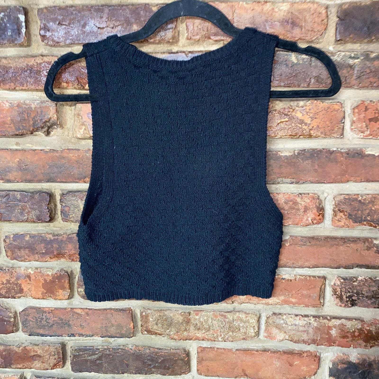 Pull & Bear Pull &Bear Black Sleeveless Knit Crop Sweater Tank Top Small Size S / US 4 / IT 40 - 7 Thumbnail
