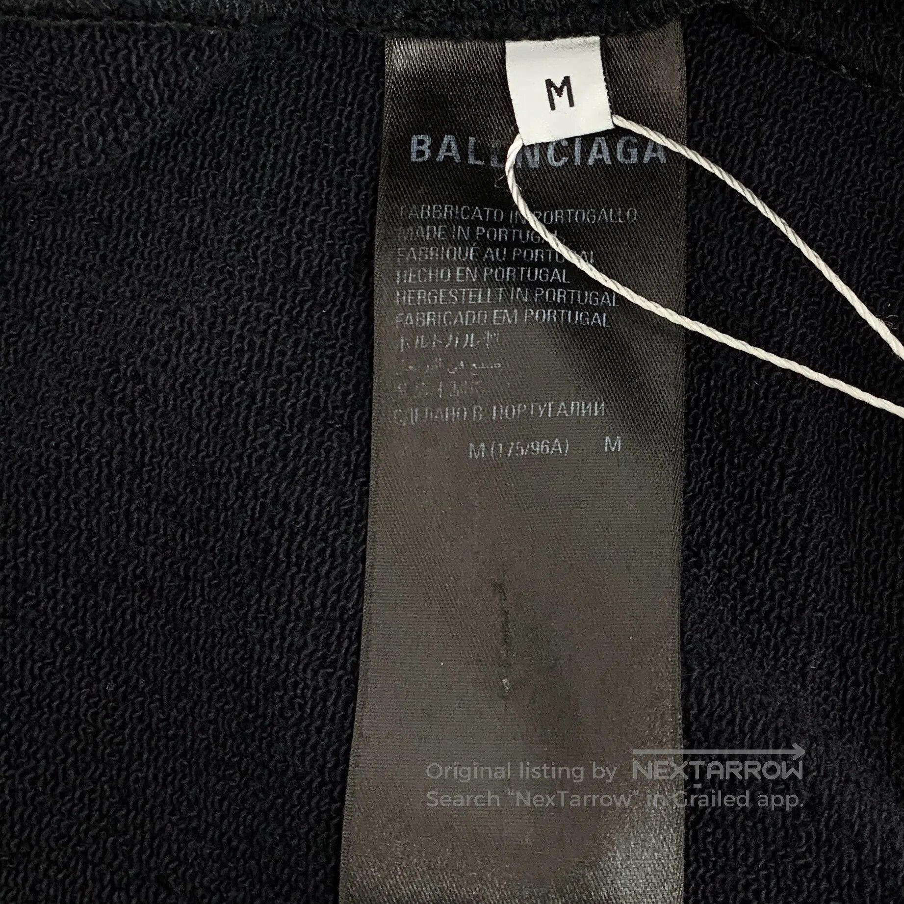 Balenciaga Balenciaga Black Logo Lettering Embroidered Cotton Crewnec Size US M / EU 48-50 / 2 - 7 Thumbnail