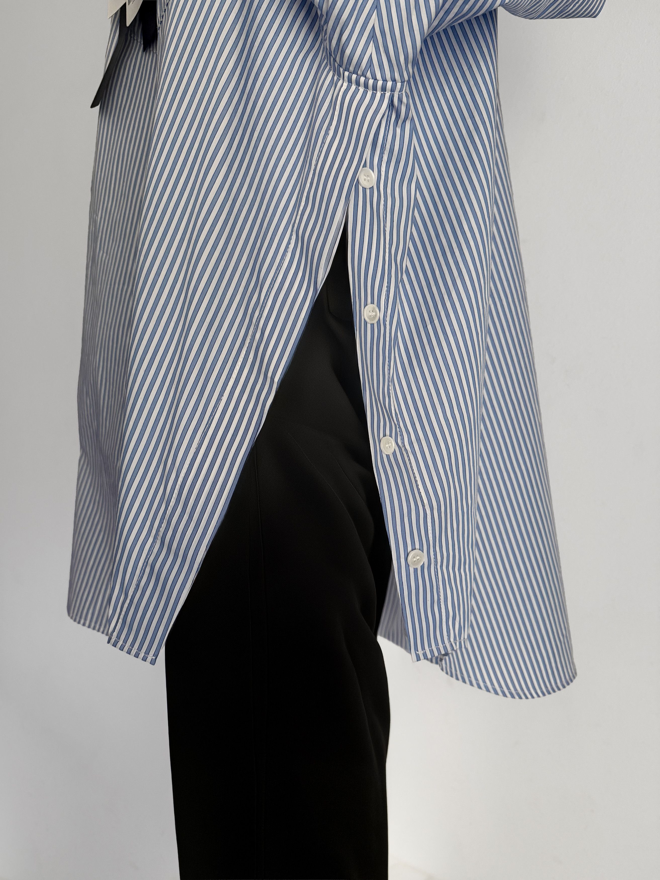Juun.J Oversized Striped Cotton Hooded Shirt Size US L / EU 52-54 / 3 - 16 Thumbnail