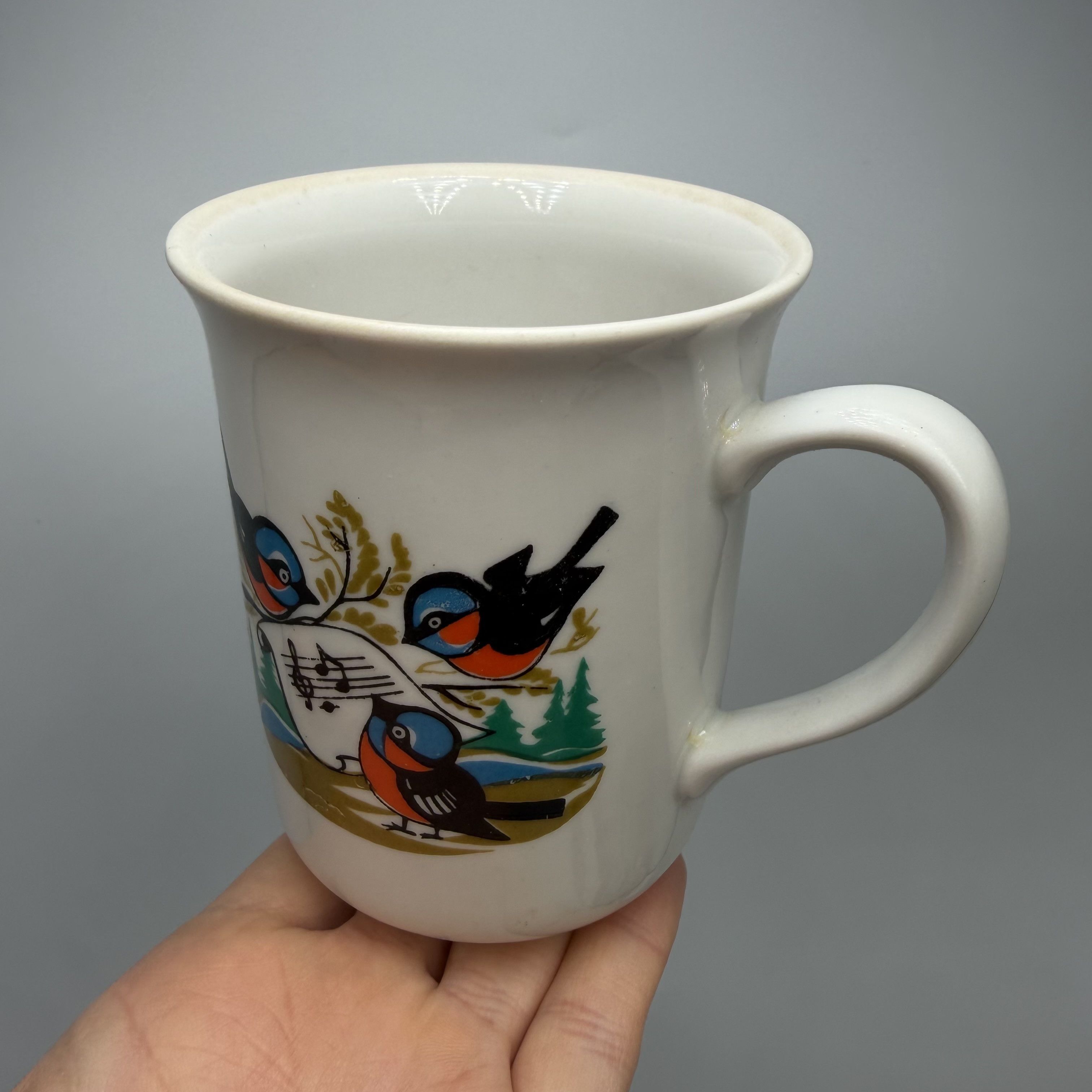 Vintage Vintage USSR Porcelain Mug Kyiv EKHZ 250ml Bird Music Design Size ONE SIZE - 3 Thumbnail