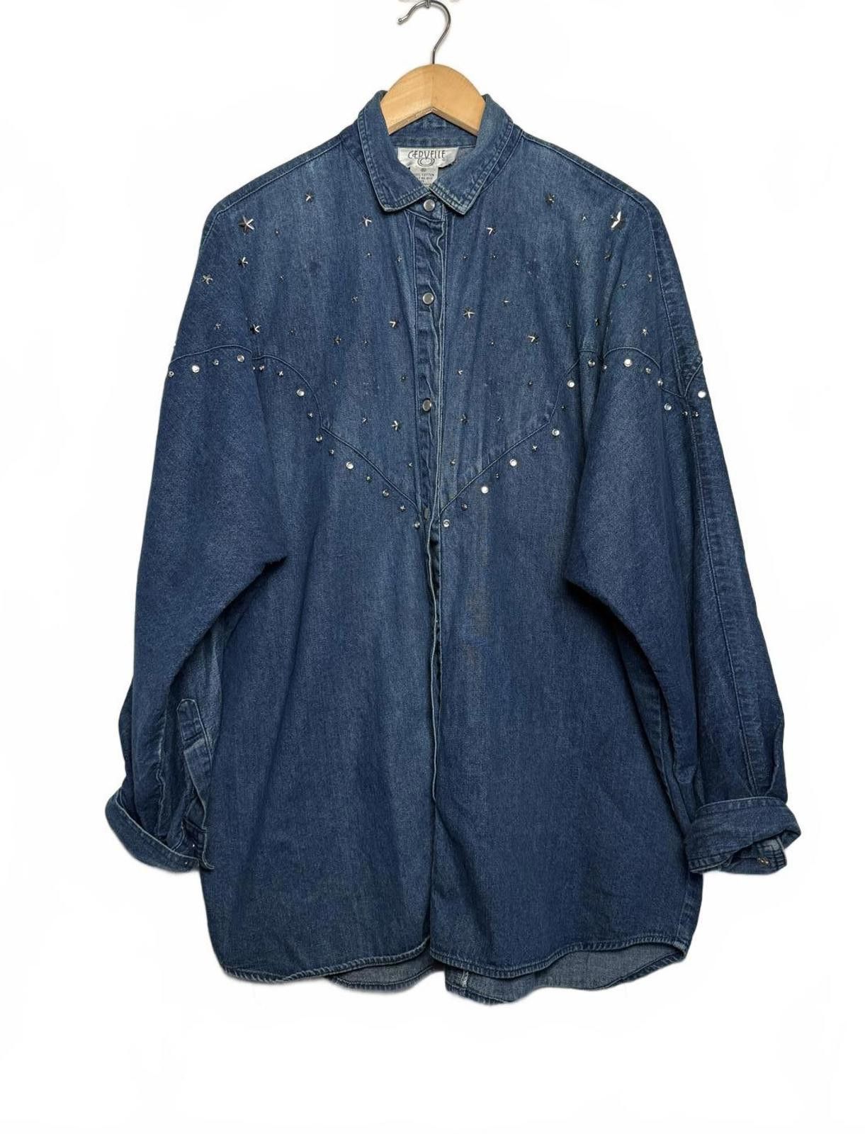 Other Vintage Oversize Denim Jean Studded Button Shirt Size XL / US 12-14 / IT 48-50 - 3 Thumbnail