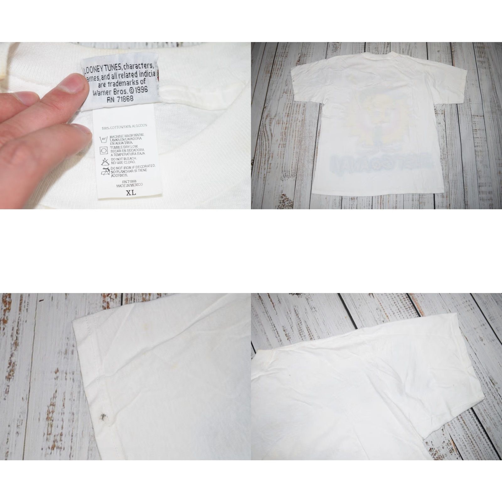 Vintage VINTAGE Looney Tunes T-Shirt Men XL Tweety Bird Gangsta Hip Hop 90s White Rare Size US XL / EU 56 / 4 - 8 Thumbnail