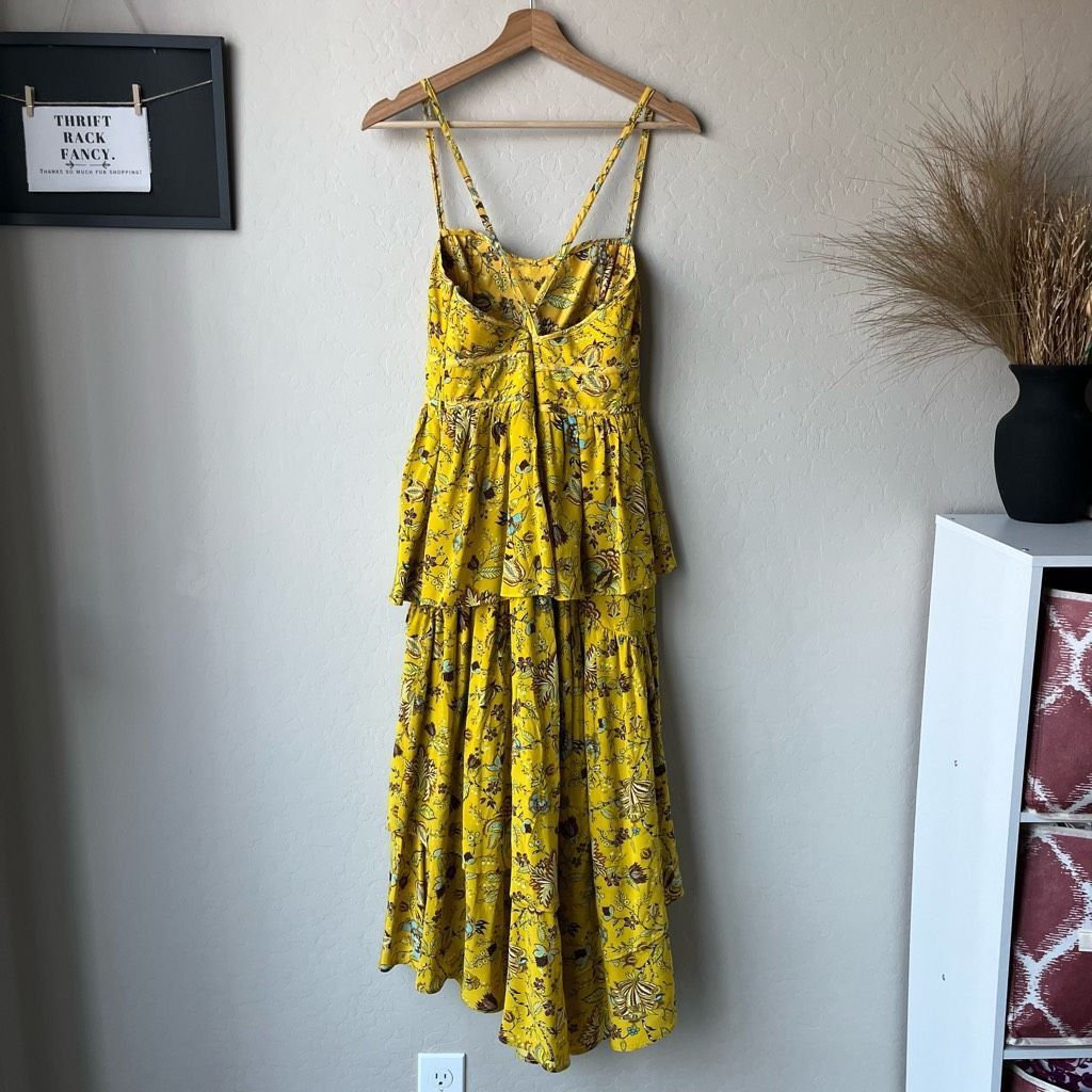 Ulla Johnson Ulla Johnson Dress Silk Floral Josanna Yellow Cut Out Midi G Size M / US 6-8 / IT 42-44 - 8 Thumbnail