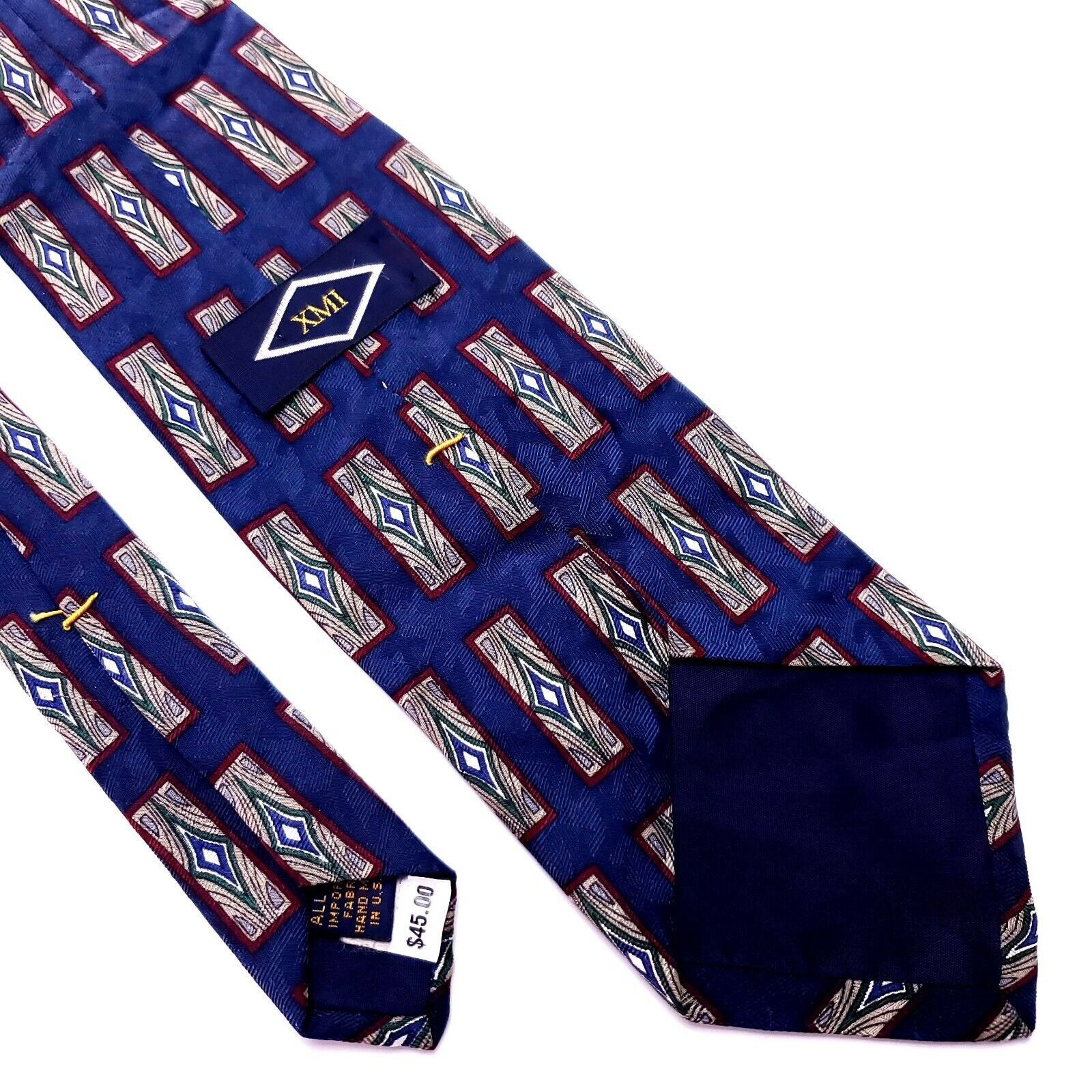 XMI Platinum XMI Silk Tie Print Blue Geometric Short Size ONE SIZE - 3 Thumbnail