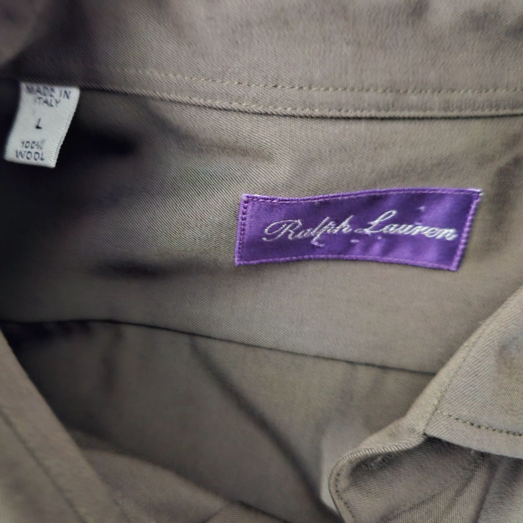Ralph Lauren Purple Label VINTAGE Ralph Lauren Purple Label Button-Up Shirt Wool Size L Olive Green Business Casual Mens Size US L / EU 52-54 / 3 - 2 Thumbnail