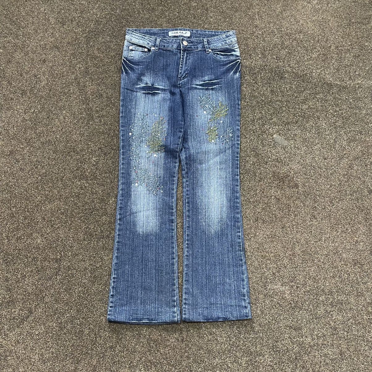 Vintage Y2K Distressed Flared Wide Leg Jeans Baggy Skate Grunge Logo Size 32" / US 10 / IT 46 - 1 Thumbnail