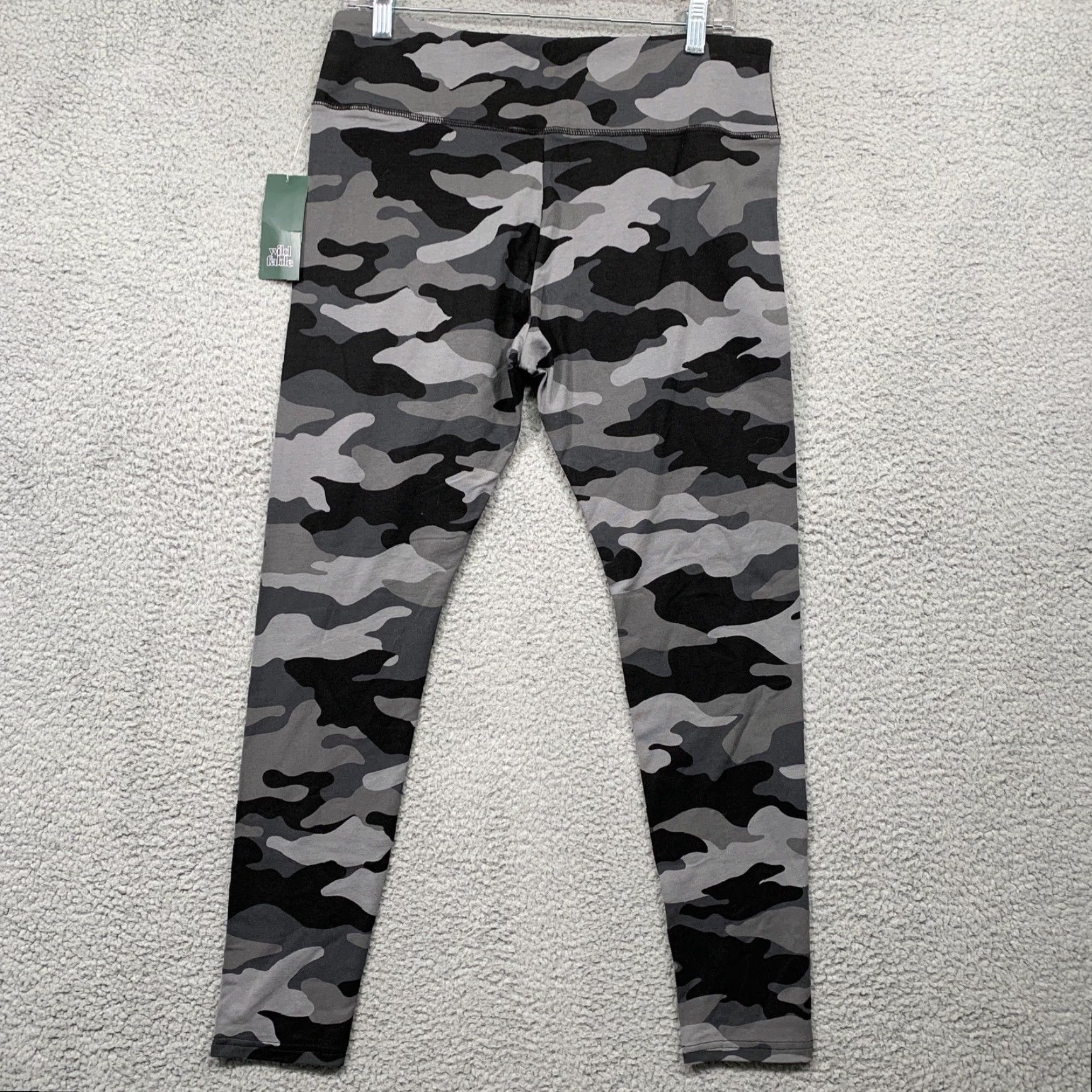Vintage Wild Fable Women's High Rise Leggings Large Gray Camo Work Out Yoga NWT Size 36" / US 14 / IT 50 - 4 Thumbnail