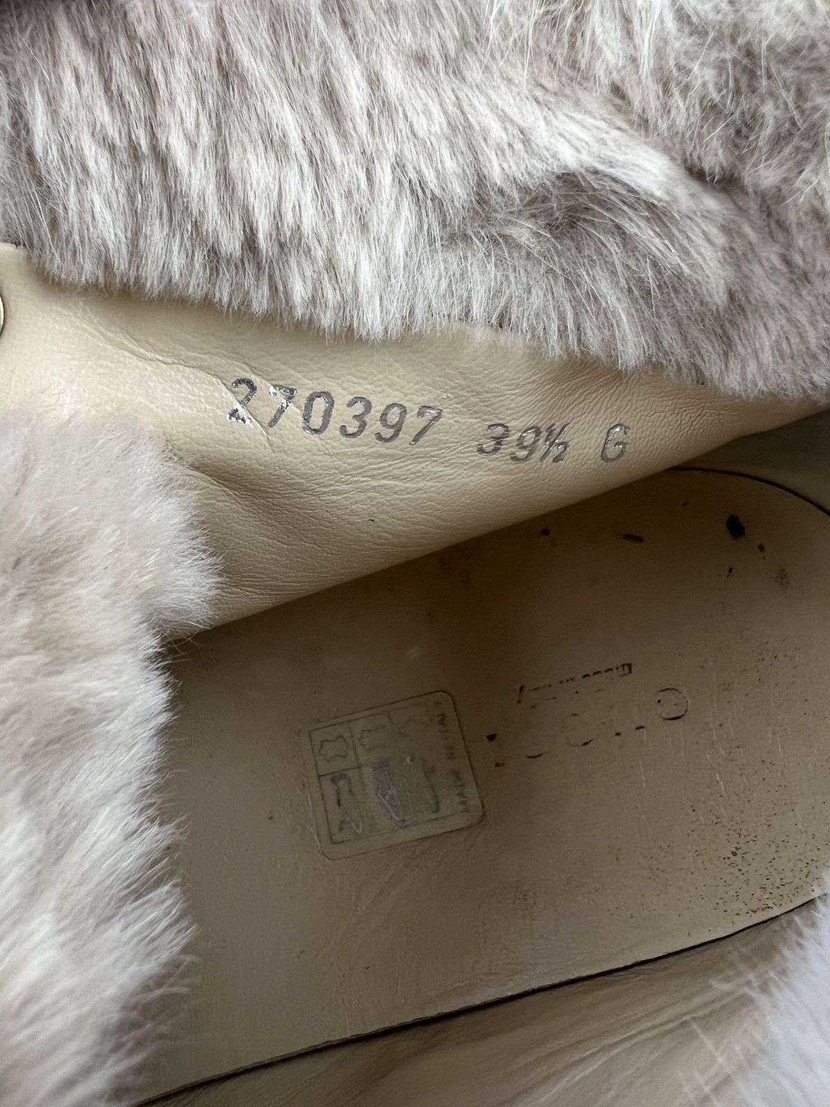 GUCCI Sneakers Leather Shoes GG Logo Guccissima Fur Trim
