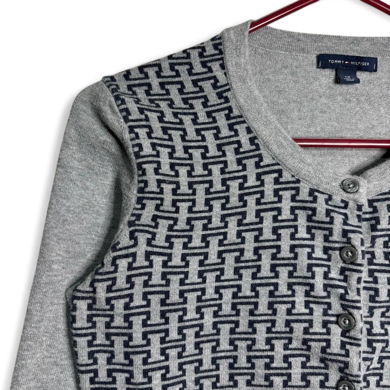 Tommy Hilfiger × Vintage Vintage Style Tommy Hilfiger Grey All Over Print Cardigan Size S / US 4 / IT 40 - 2 Thumbnail