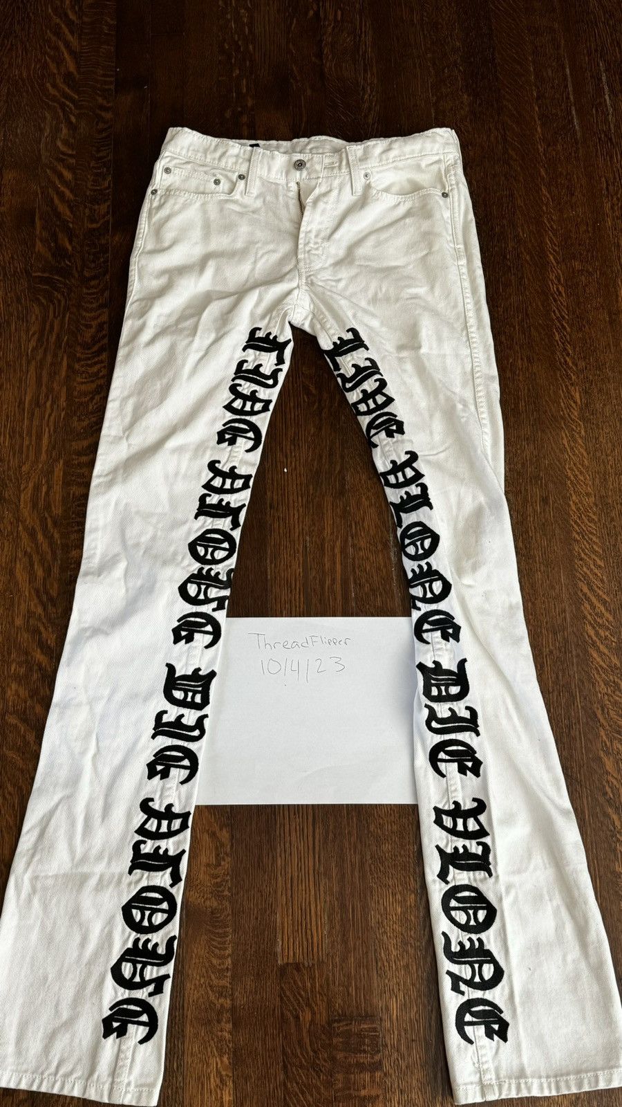 image of Vlone Old English Denim in White, Men's (Size 30)