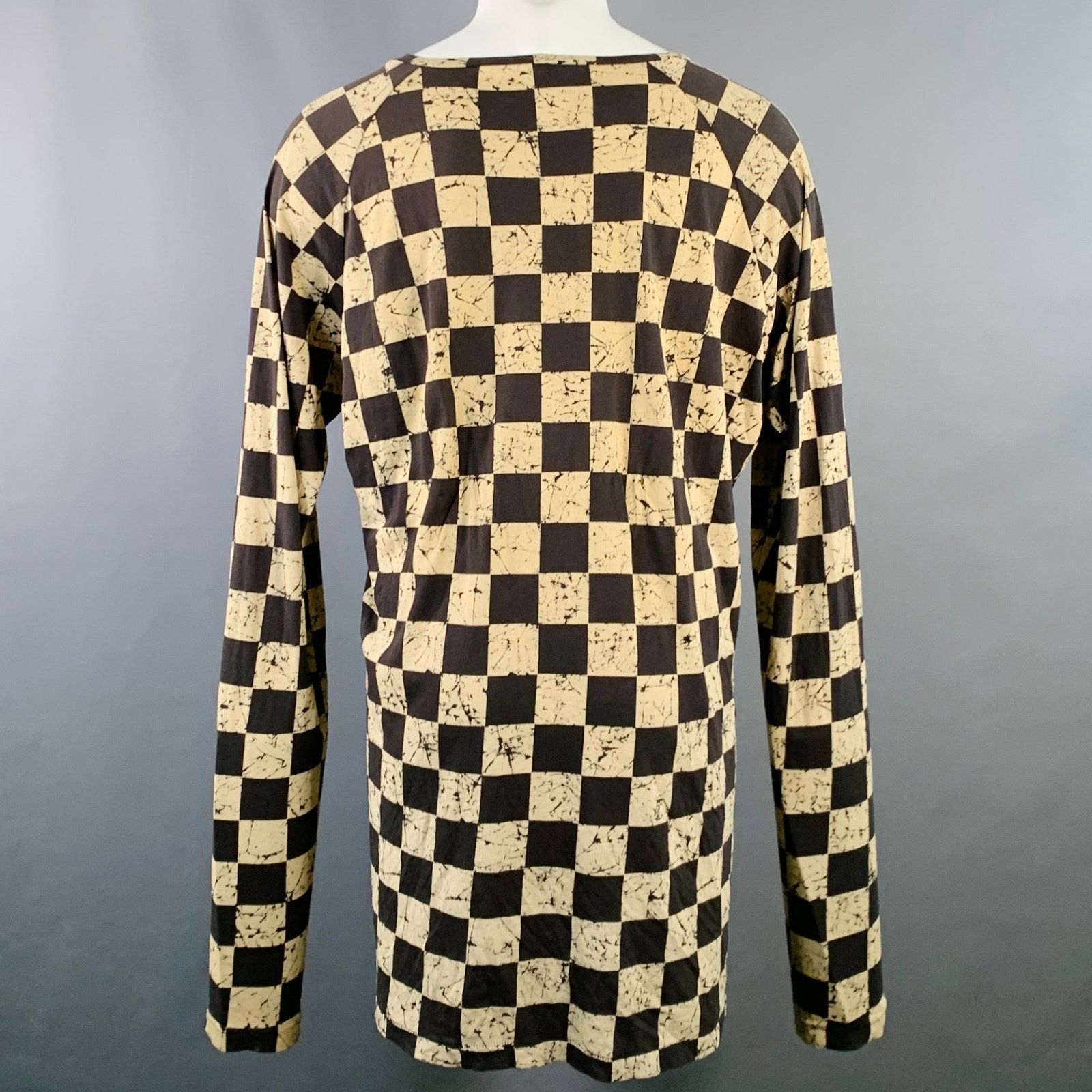 Haider Ackermann Size M Black Cream Checkered Cotton Scoop Neck Pullover Size US M / EU 48-50 / 2 - 3 Thumbnail