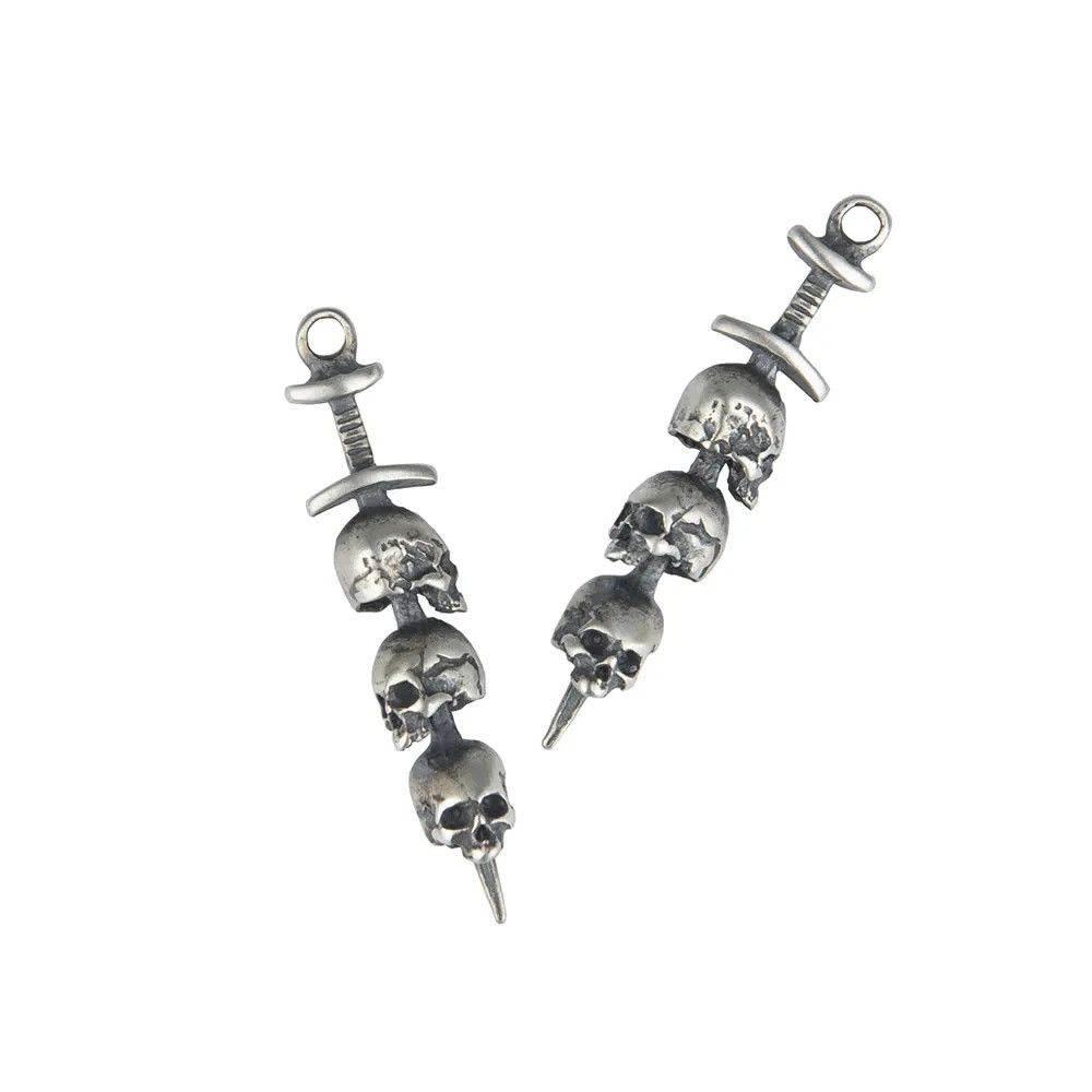 Jewelry Sword Piercing Skull Drop Earrings Charms 925 Sterling Gift Size ONE SIZE - 6 Thumbnail