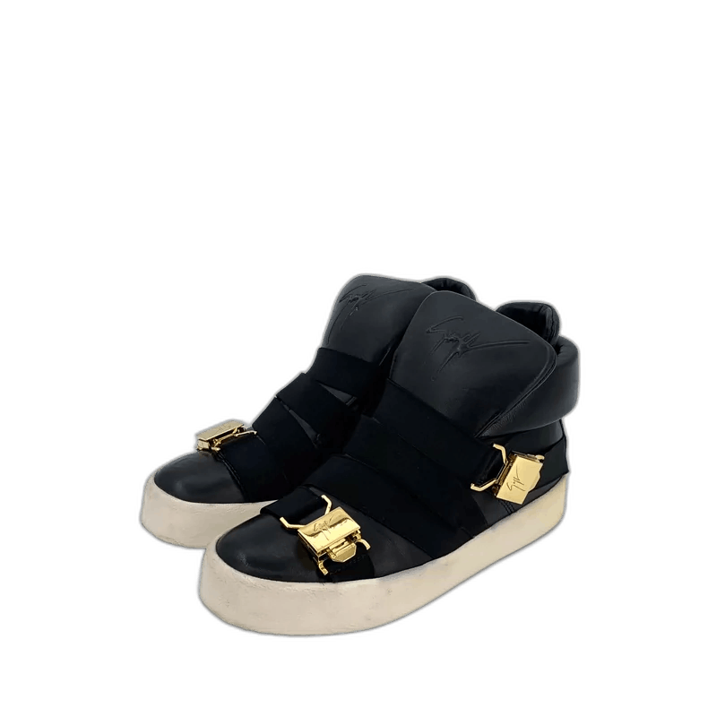 Giuseppe Zanotti Black Leather Sneakers with Buckles-yf