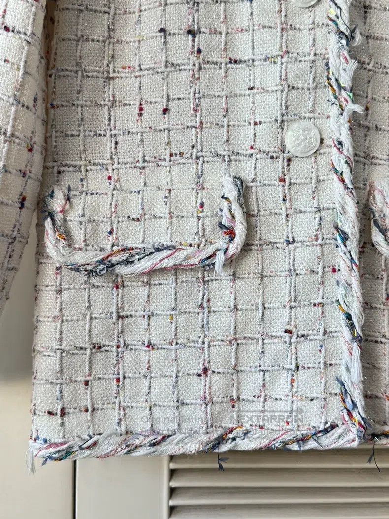 Chanel Chanel Waterfall series pearlescent white plaid jacket Size XS / US 0-2 / IT 36-38 - 5 Thumbnail