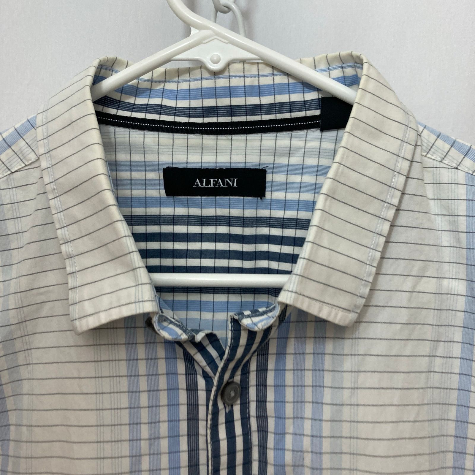Alfani Alfani Men’s Striped Plaid Button Up Short Sleeve Shirt Size US XL / EU 56 / 4 - 9 Thumbnail