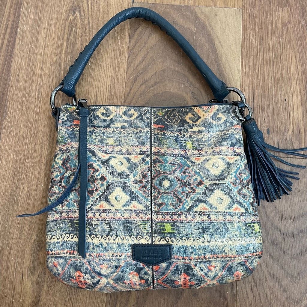 Aimee Kestenberg Coated Batik Pattern Faux Leather Dark Blue