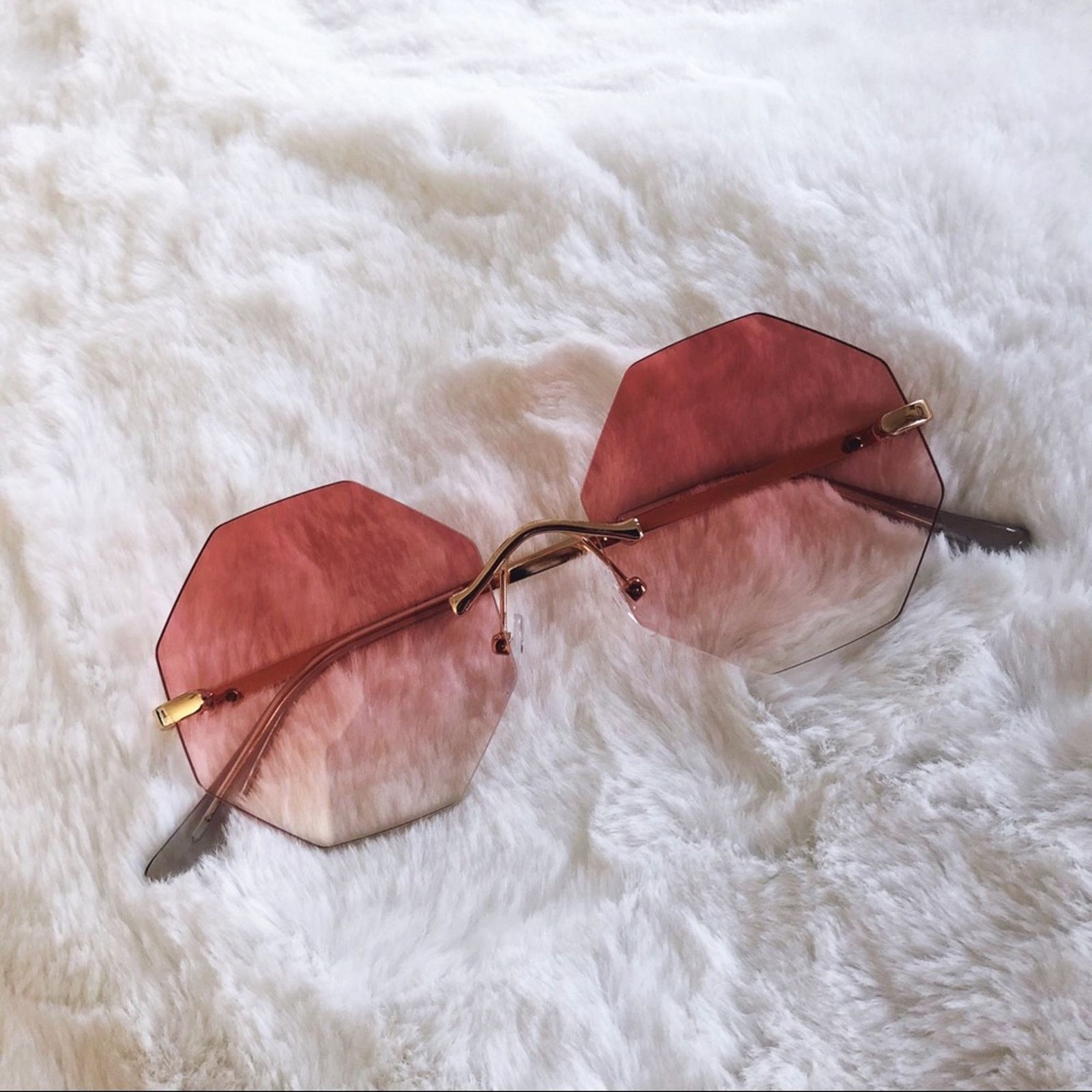 Other Alaiya Pink Octogonal Ombre Sunglasses Size ONE SIZE - 3 Thumbnail