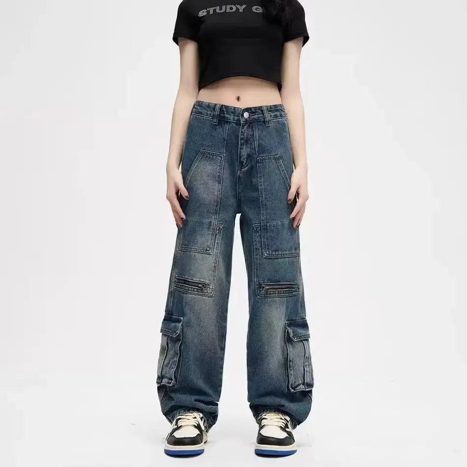 Japanese Brand Retro loose straight leg casual pocket jeans Size US 32 / EU 48 - 3 Thumbnail