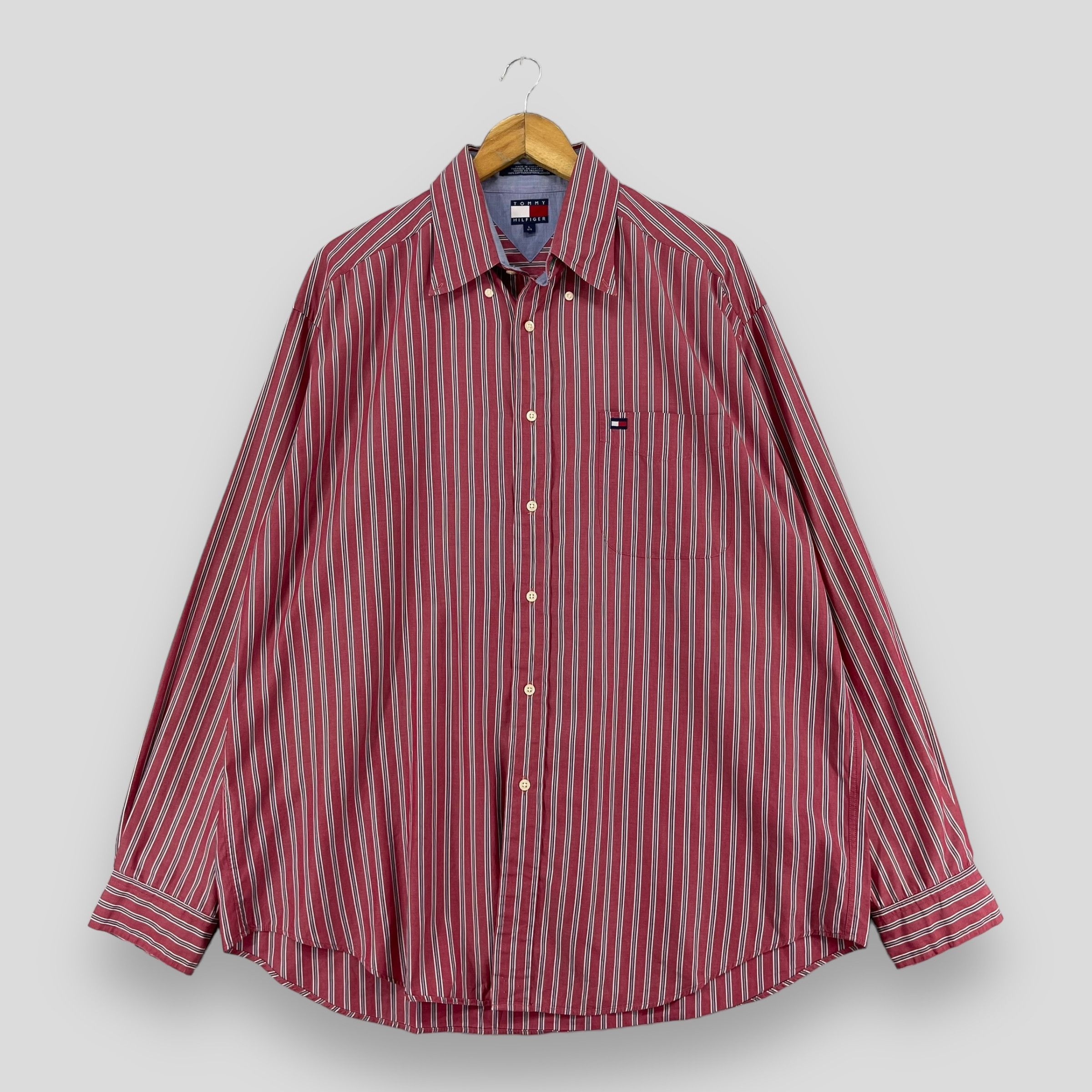 Tommy Hilfiger × Vintage Vintage TOMMY HILFIGER Multi Stripes Flannel Button Up Size US L / EU 52-54 / 3 - 1 Thumbnail
