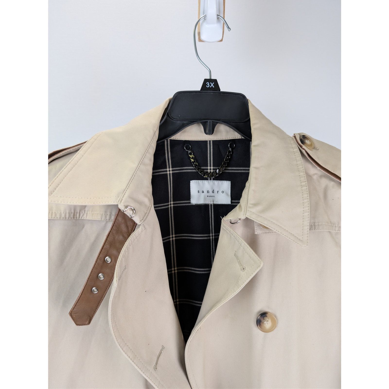 Sandro o1rshd1 CC20 double-breasted belted trench coat in beige Size US L / EU 52-54 / 3 - 7 Thumbnail