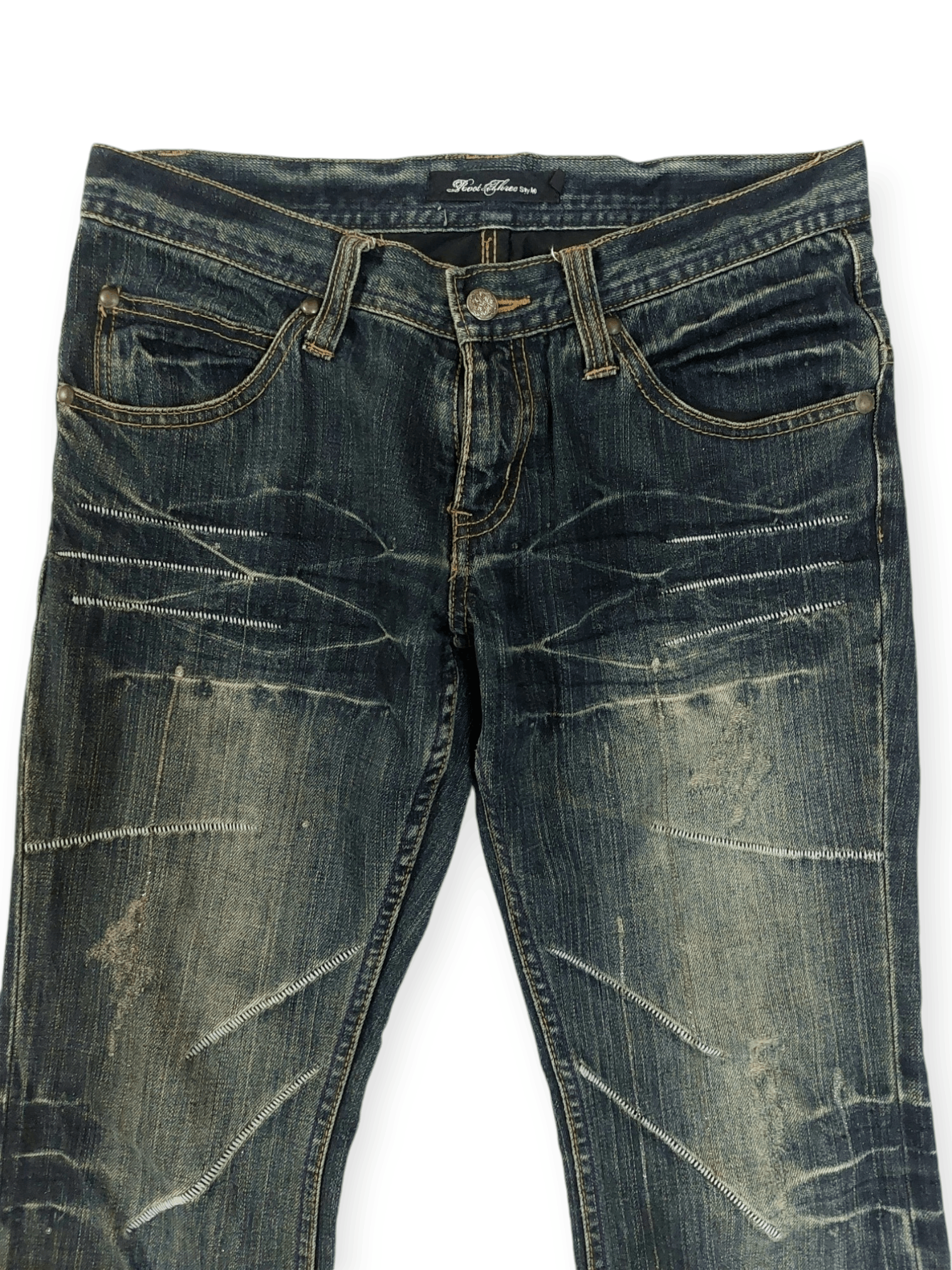 Designer 🔥 Flare Punk Root Three Style Denim Size US 30 / EU 46 - 4 Thumbnail
