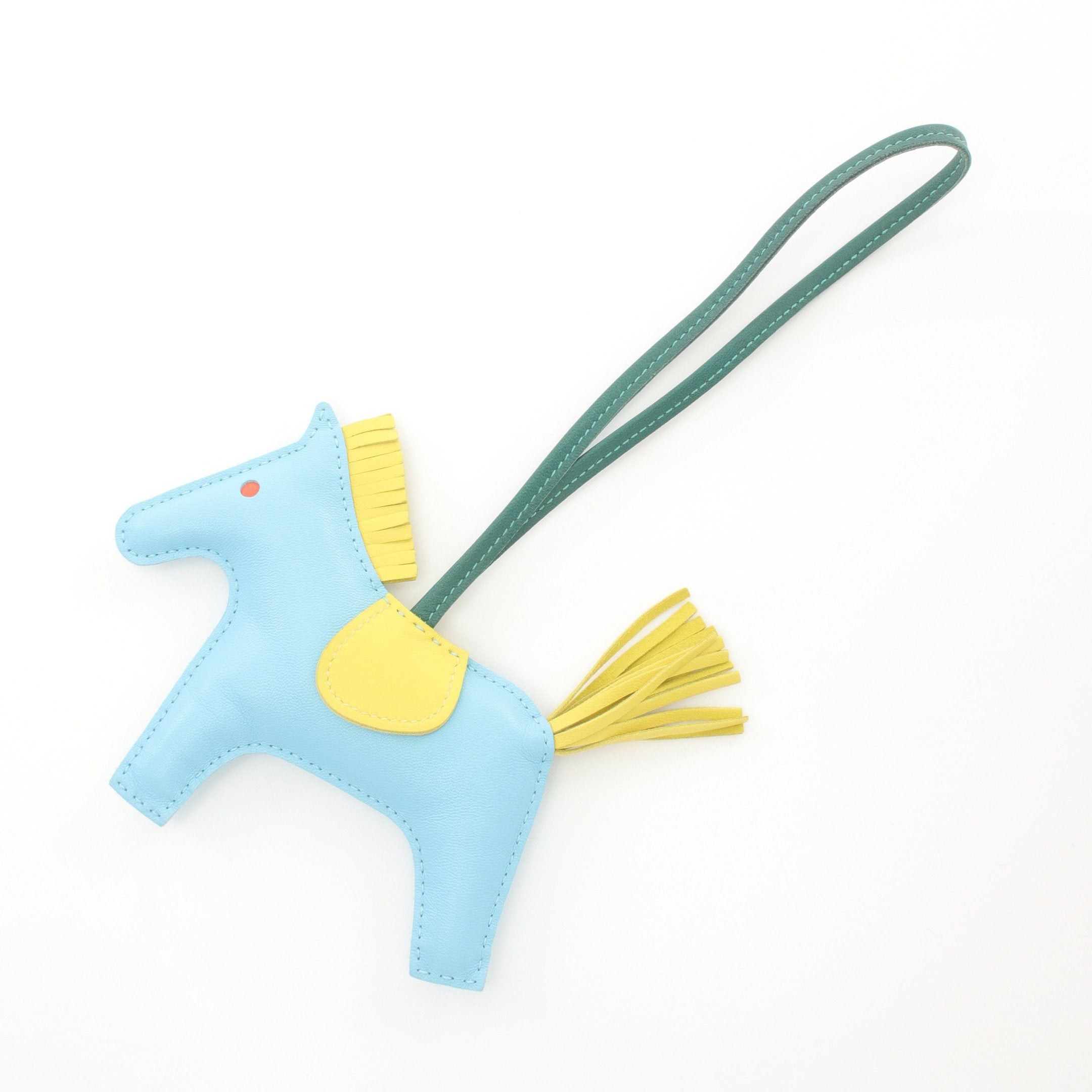 Hermes Hermes Rodeo Mm Celeste Lime Malachite Bag Charm Aagneau Light Blue Yellow Green Size ONE SIZE - 1 Thumbnail
