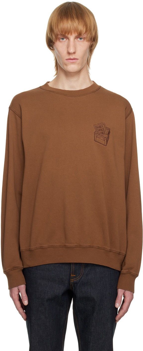 Nudie Jeans Lasse Dance Dance Dance Stone Washed Crewneck Sweatshirt Size US XL / EU 56 / 4 - 6 Thumbnail