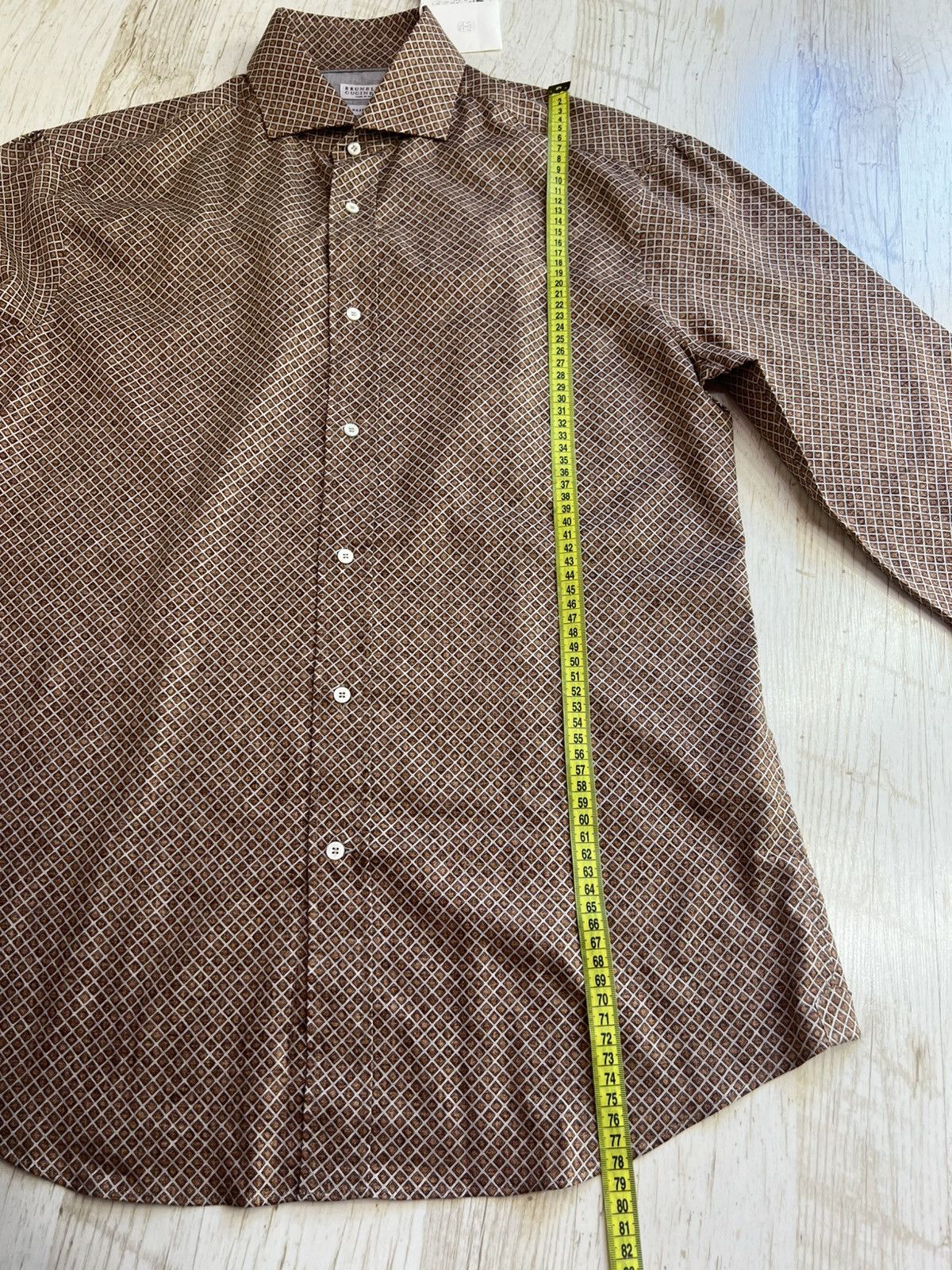 Brunello Cucinelli Brunello Cucinelli Slim Fit Geometric Print Shirt XL Size US XL / EU 56 / 4 - 19 Thumbnail