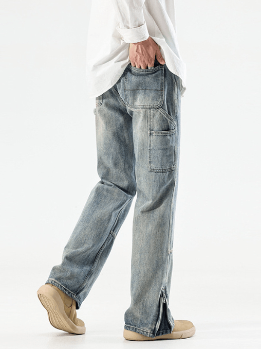 Japanese Brand × Jean Street washed retro versatile stitching straight jeans y2k Size US 32 / EU 48 - 3 Thumbnail